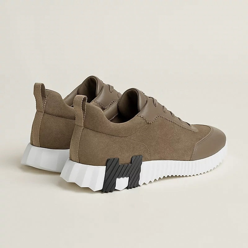 Bouncing Sneaker in Taupe Calfskin and Suede