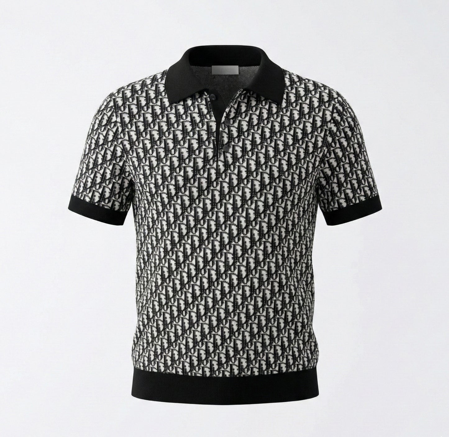 Oblique Wool Knit Polo Shirt – Black & Grey