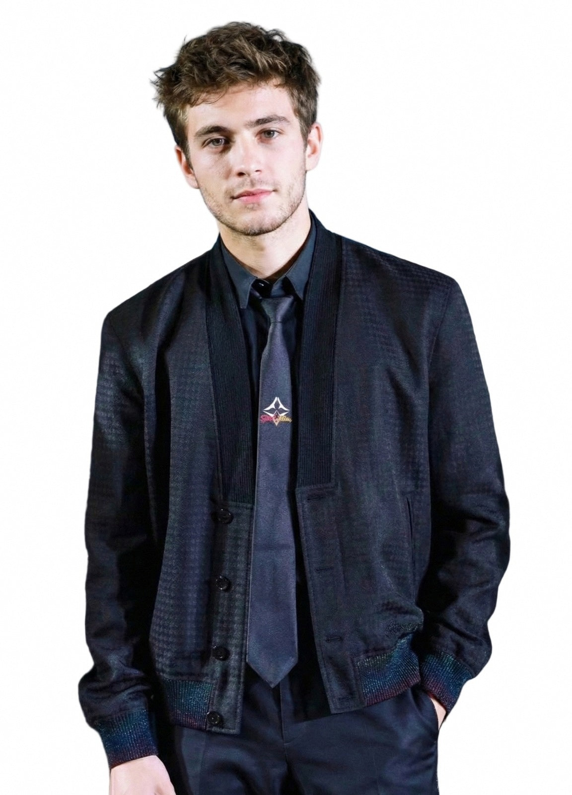 Gradient Cuff Wool-Blend Evening Cardigan